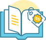 An open book with a price tag on it which signifies setting the purchase price for the book you're selling.